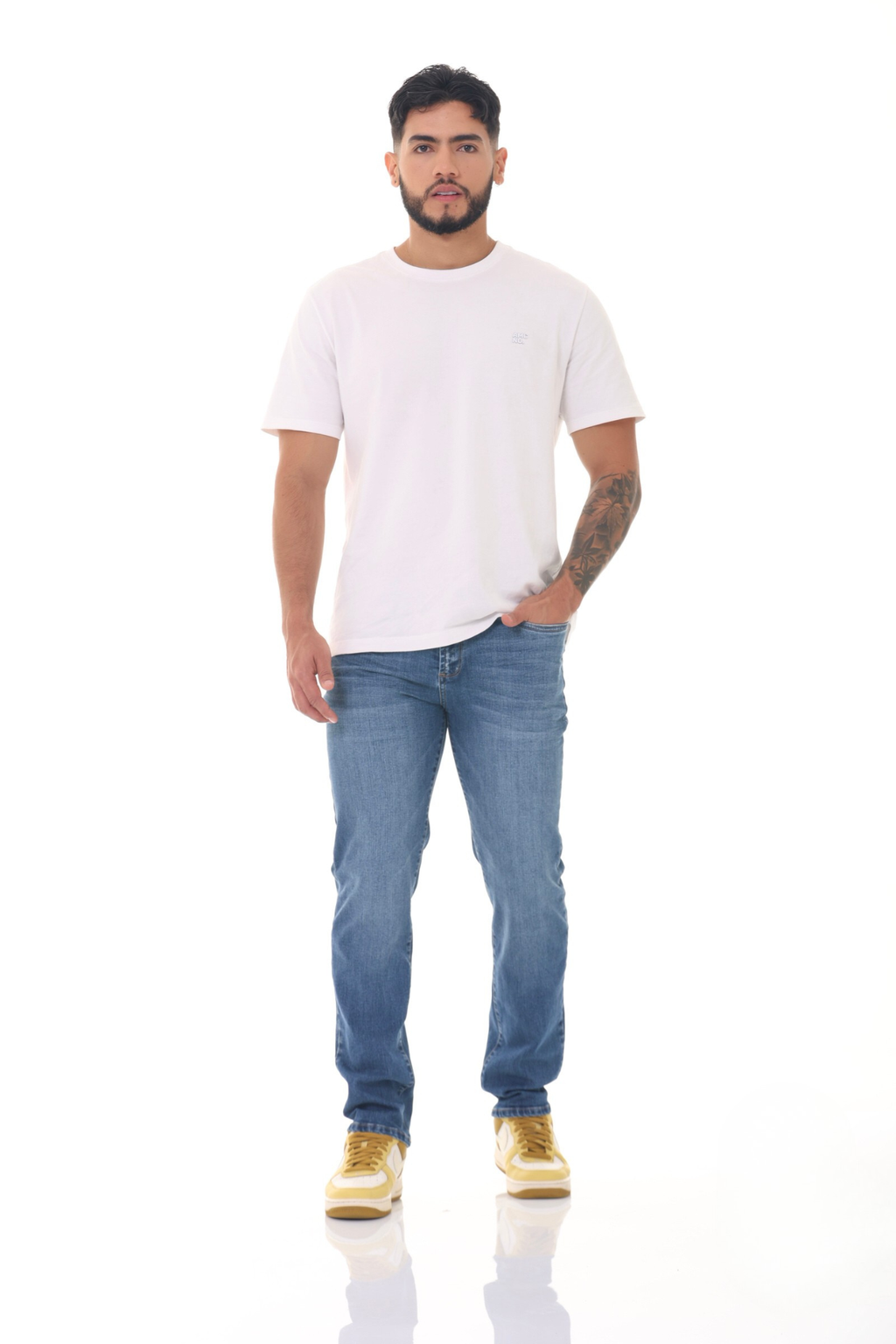 Jean Hombre Azul Medio Corte Slim
