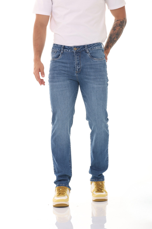 Jean Hombre Azul Medio Corte Slim