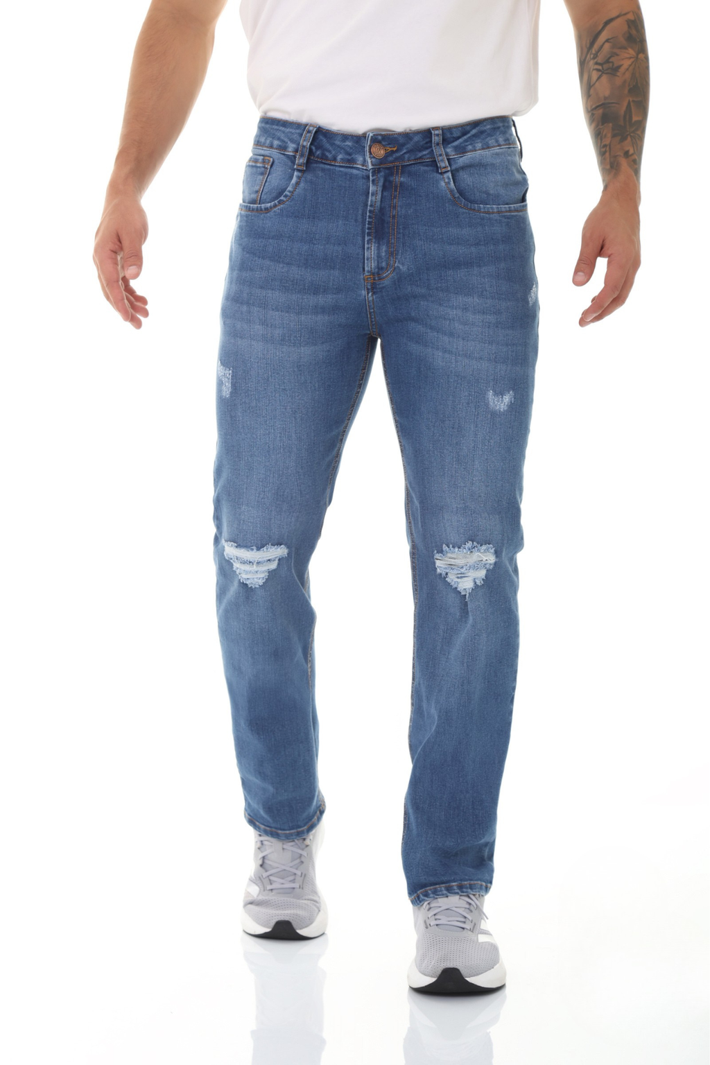 Jean Hombre Azul Medio con Rotos
